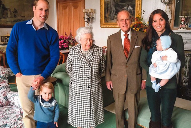 Prince William, Prince George, the Queen, Prince Philip and Kate Middleton with baby Princess Charlotte at Balmoral in 2015.