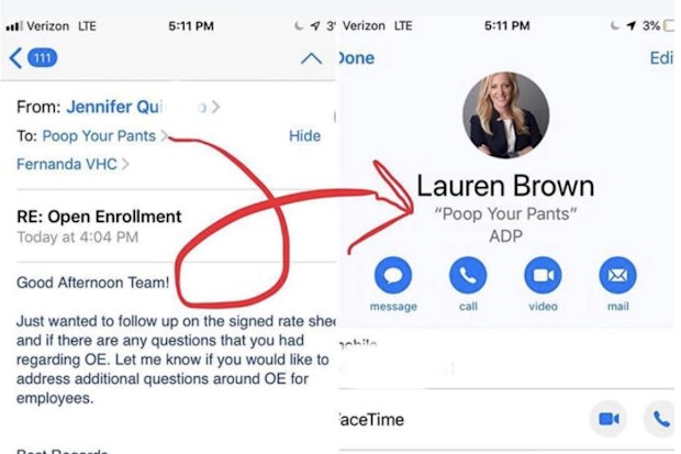 Lauren Brown shared hilarious screen shots of her new professional name, courtesy of her daughter