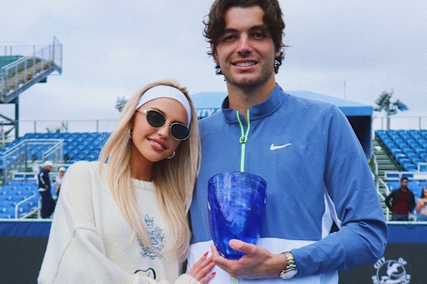 Morgan Riddle with American tennis pro boyfriend Taylor Fritz.