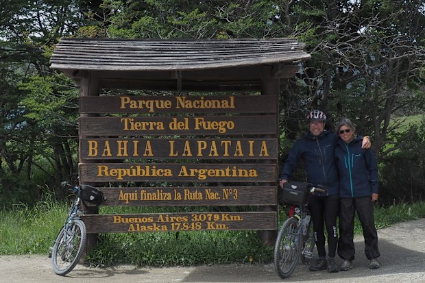 Elke Ott on a bike trip with her husband through South America in 2019.