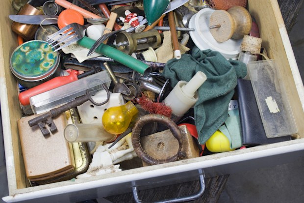 Old drawer full of things that just might be useful! Doesn't everyone have one of those? Junk drawer