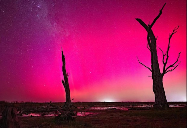 Aurora Australis over Wonga Wetlands in Melbourne, Victoria.