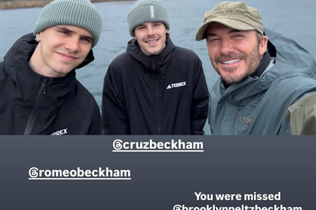David Beckham with sons Cruz and Romeo on birthday fishing trip.