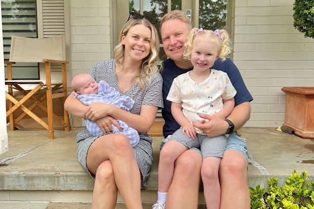 Keely Langshaw with her husband and two daughters just a few weeks after diagnosis.