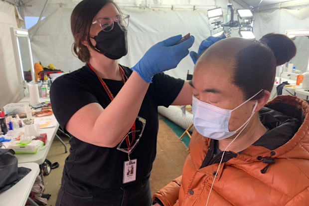 Emily Walsh working on set of Shogun during the pandemic
