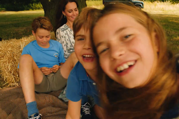 Prince George, Princess of Wales, Prince Louis and Princess Charlotte in a family video