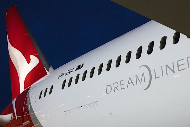 The new Qantas Dreamliner which will fly the new route to the UK.