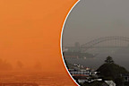 Dust haze from wild South Australian storm shrouds Sydney