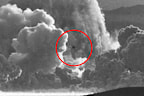 <p>The Pascal-B bomb test placed an atomic bomb down a 150m-deep borehole plugged with an iron lid.</p><p>When the bomb was detonated, the manhole was launched into space at an estimated speed of 66km a second.</p>