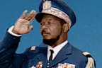 Former dictator of the Central African Republic Jean-Bedel Bokassa was found guilty of at least 20 counts of murder on June 12, 1987.