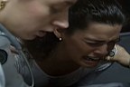 Olympic favourite figure skater Nancy Kerrigan is attacked by a stranger with a telescopic police baton outside of a training session on January 6, 1994.