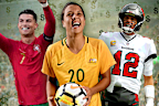 Sam Kerr (centre) is ninth on a list of the world's most marketable athletes, putting her up alongside Cristiano Ronaldo and Tom Brady.