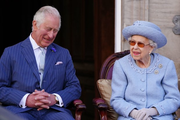 Queen Elizabeth II and her son Charles at an event in June, 2022.