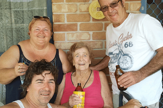 Gaye, Lorraine Cohen (my adopted Mum) 2 brothers, Grant Cohen sitting & Greg Cohen.