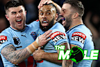 Bradman Best, Josh Addo-Carr and James Tedesco of the NSW Blues.