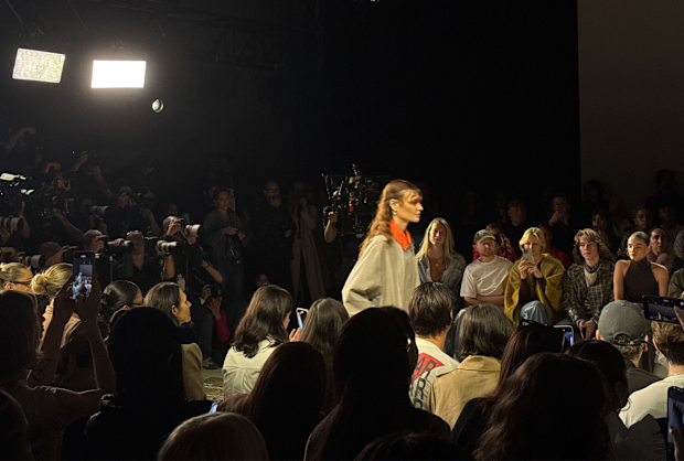 A model walks the runway at Australian Fashion Week 2025