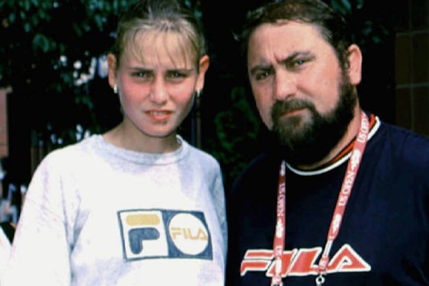 Damir Dokic and tennis pro daughter Jelina together during 1999 US Open. (Getty)