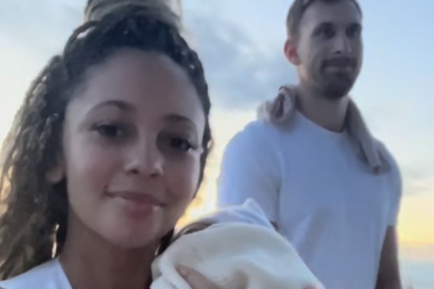 Vanessa Morgan, James Kirk and their daughter Kaia