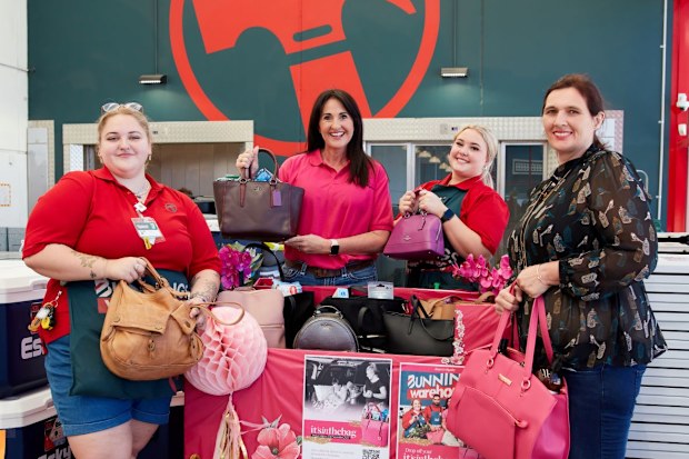 Kathy Graham drops a bag full of essentials at Bunnings for the 'It's in the Bag' appeal.