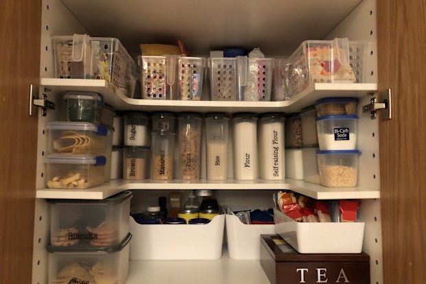 Close up of an organised pantry