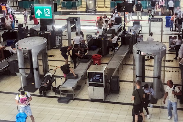 Security point at the departure gates with Xray and metal detectors at Antalya Airport