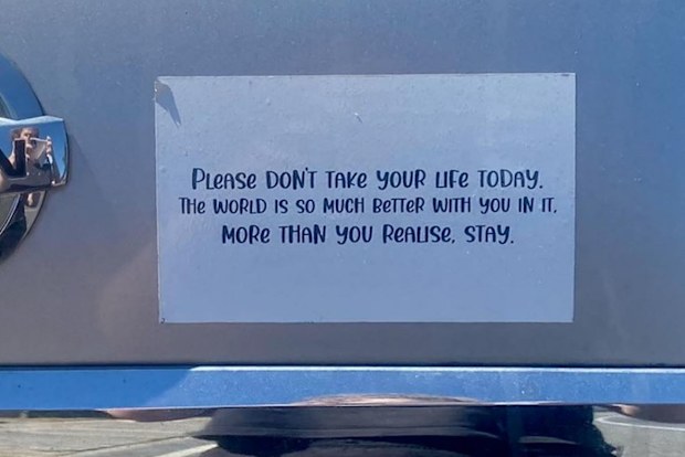 Bumper sticker saves stranger's life