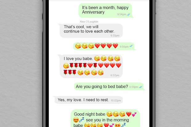 A conversation between Sonia* and the scammer posing as Alex O'Loughlin on WhatsApp.