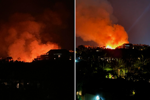 Up to 16 villas were destroyed in a fire which broke out in Bali last night.