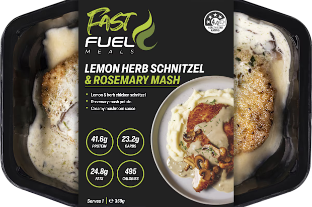 Fast Fuel Lemon Herb Schnitzel and Rosemary Mash