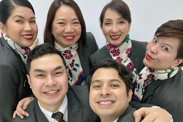 Vivien Therese Santiago (top left) has been a cabin crew member with Philippine Airlines since 1986 and is now a Cabin Services Manager. 