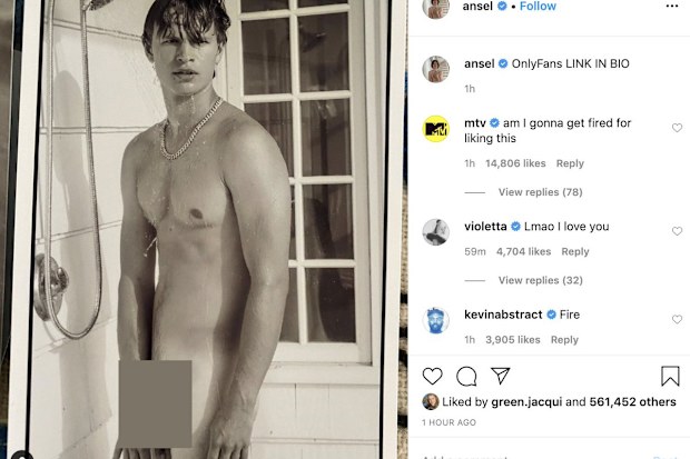 Ansel Elgort, nude, Instagram, photo, coronavirus