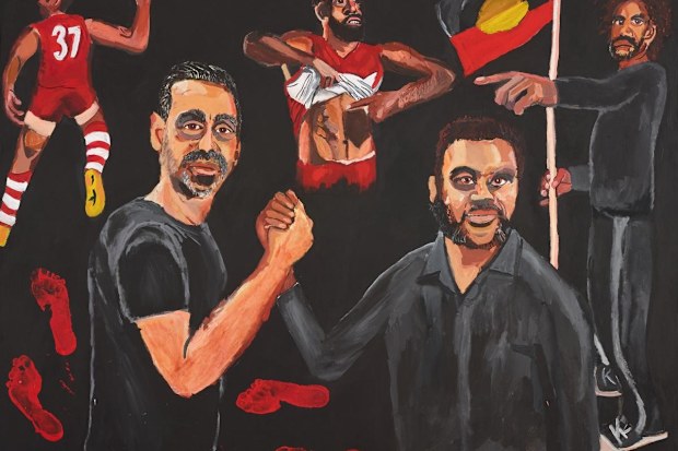 Archibald Prize 2020 winner Vincent Namatjira Stand strong for who you are acrylic on linen.