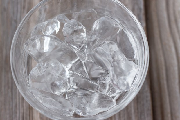 Stock image of bowl of ice water