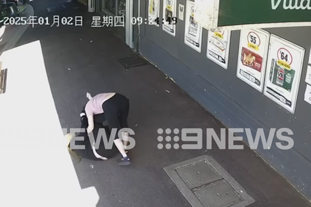 Footage shows a grocery store worker in the Yarra Valley being punched by a group of teenagers who allegedly robbed her store.