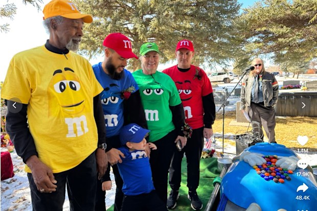 Mary Stocks Martin's family at her M&M themed funeral.