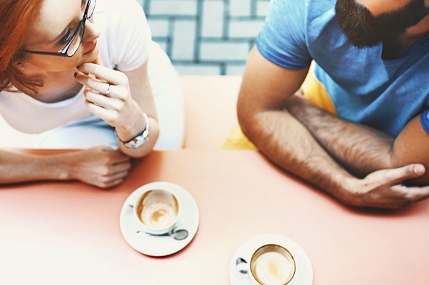 man and woman on date