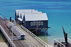Busselton, Western Australia, Australia  November 29, 2014: Busselton Jetty from the Viewing Tower on a Clear Day. Busselton Jetty is the longest timber jetty in the Southern Hemisphere.