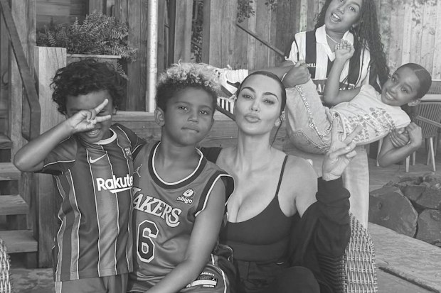 Kim Kardashian with her kids Saint West, Psalm West, North West and Chicago West