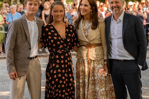 King Frederik X and Queen Mary of Denmark, with Princess Isabella and Prince Vincent, arrive at Graasten in the south of Denmark ahead of their summer stay at Graasten Palace, Monday July 28 2025.