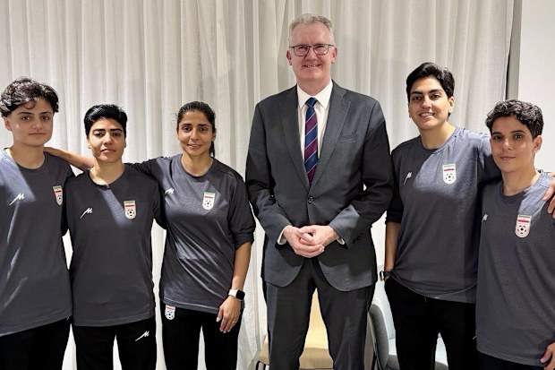 Home Affairs Minister Tony Burke posted images with the footballers on his twitter after they were granted asylum.