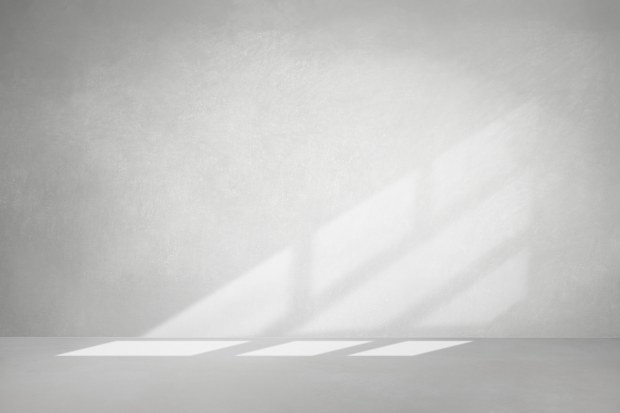 Gray wall in an empty room with concrete floor