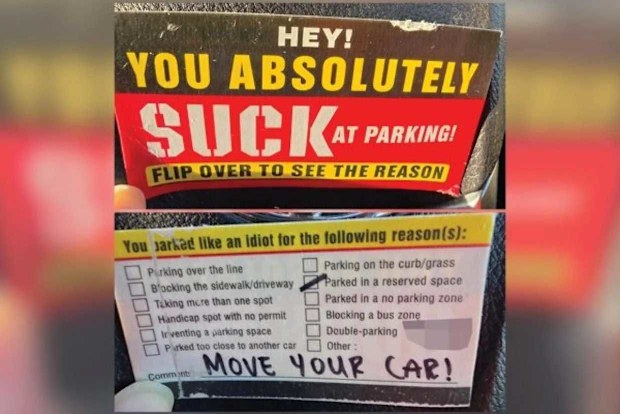 This note was no surprise to the resident who found it on his windscreen.