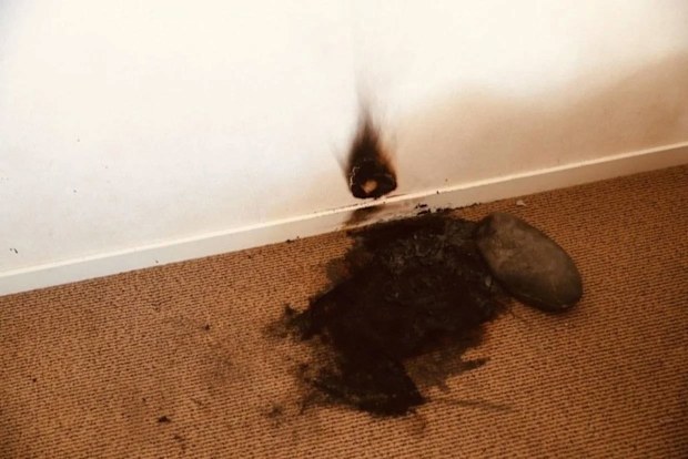 The baby was injured when the capsule they were sleeping in caught fire after a light exploded, his uncle said