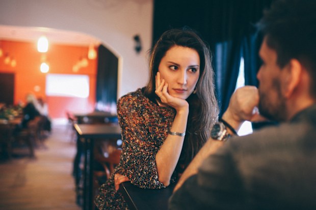 Couple hanging out in a cafe.