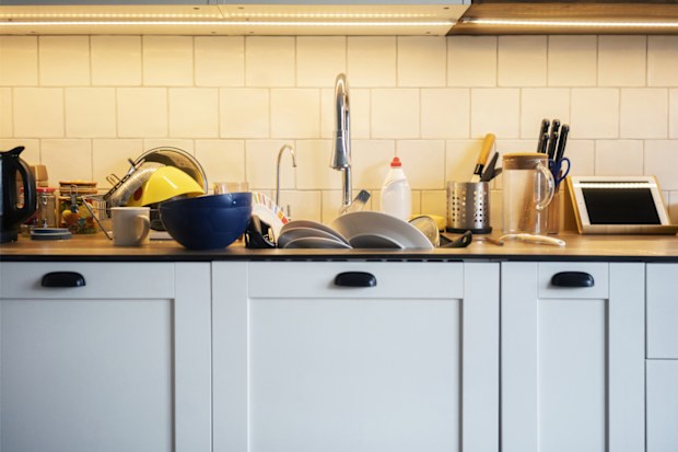 Dirty dishes in sink