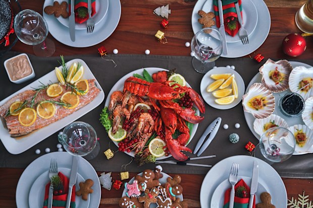 Seafood served at Christmas