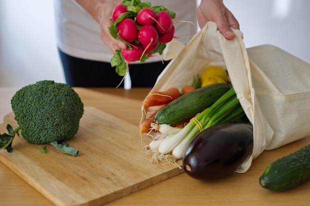 Unpacking vegetables stock