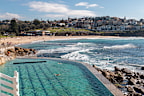 View of Bronte Baths public swimming pool with the Bronte beach in the background.