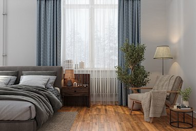 3. Draped curtains