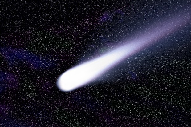 Halley's comet leaves debris behind as it moves through space. 